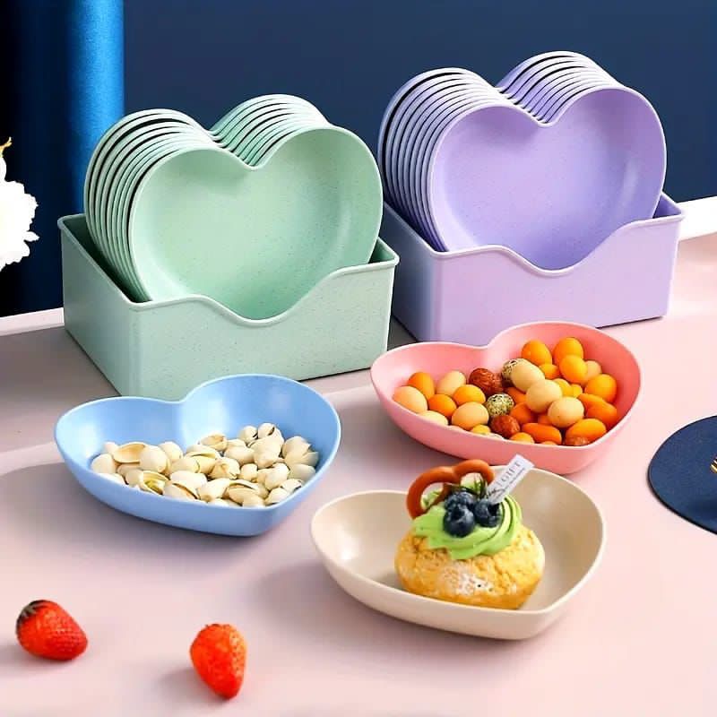 Pack Of 10 Heart Shape Plate Set