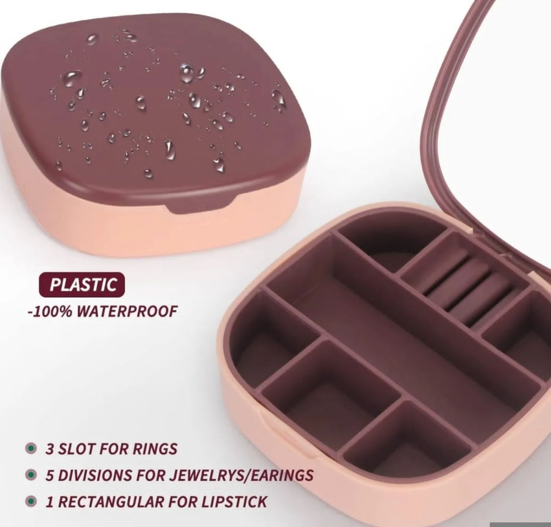 Eleven Rings travel mini jewelry box ring organizer for ring earrings necklaces with mirror