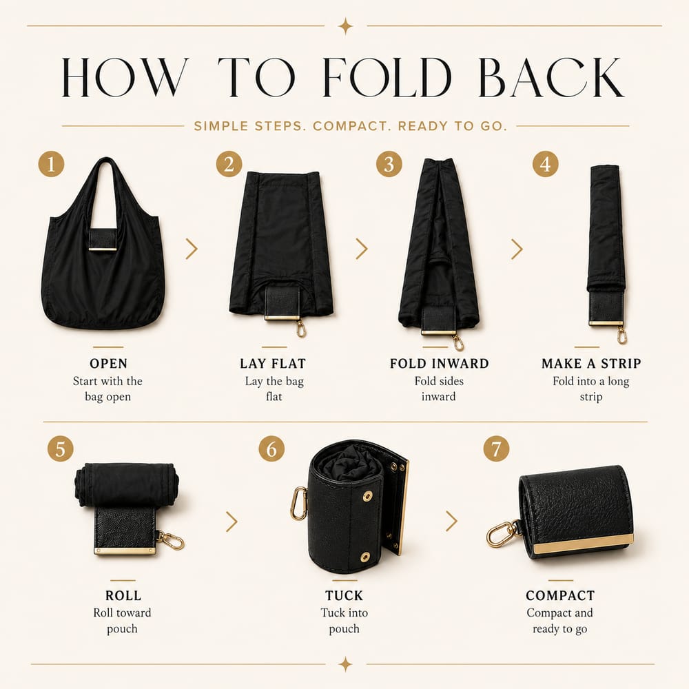 Foldable Keychain Tote Bag with Compact Leather Case