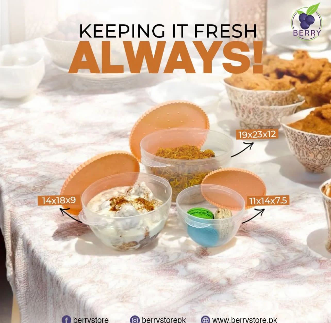 Berry Bisco Large Plastic Bowl 3 pcs set without cap