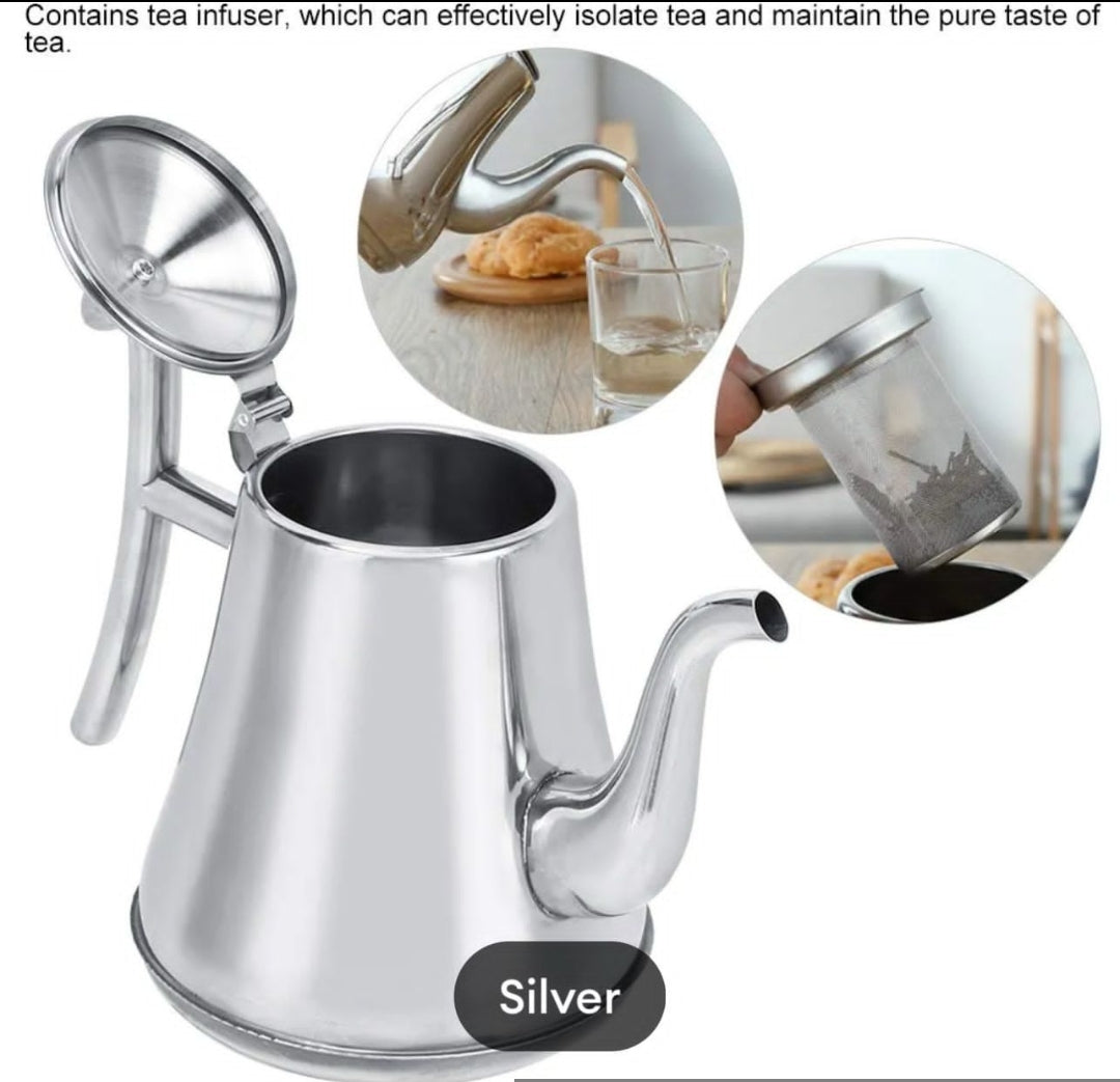 1L Thick Stainless Teapot Golden Silver Tea pot with Infuser Coffee Pot Cooker Tea Kettle Kettle