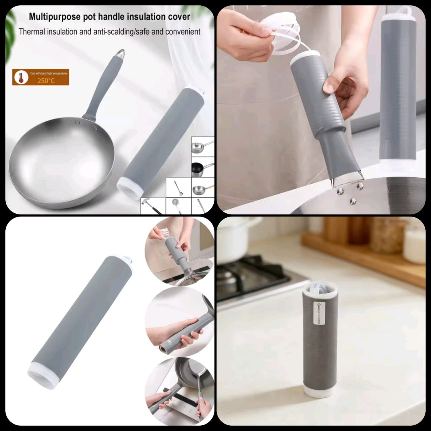 Silicone pot handle cover heat insulation & anti-scaldin