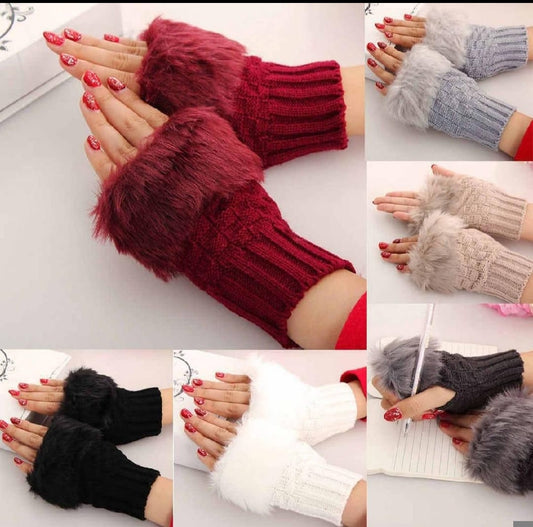 Half Winter Furr Gloves
