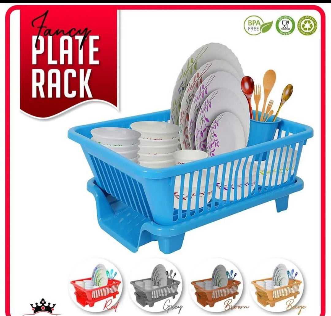 Fancy Plate Rack  - 3 in 1 Large Durable Plastic Kitchen Sink Dish Rack