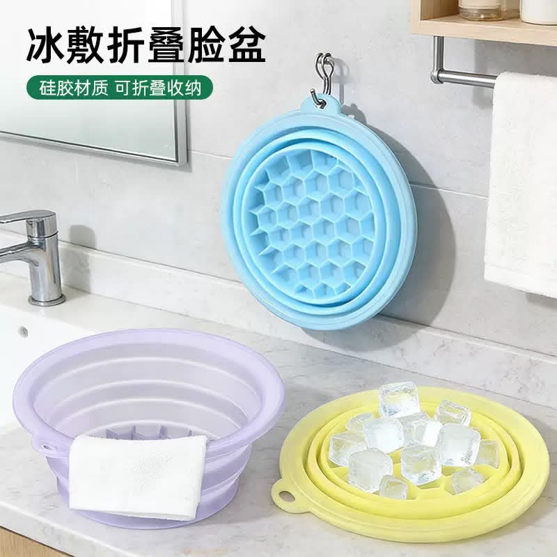 New Model Silicone Foldable Ice Bath Basin with Built-In Ice Tray