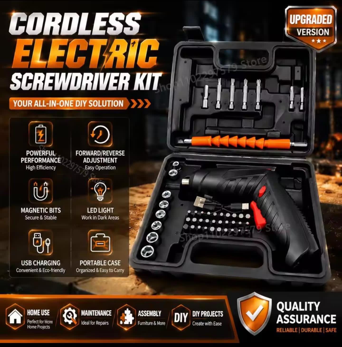 47-Piece Rechargeable Electric Screwdriver Kit