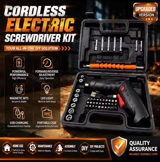 47-Piece Rechargeable Electric Screwdriver Kit