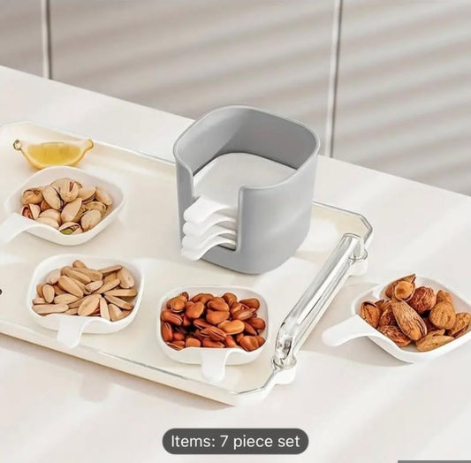 6 pcs Dipping plate barbecue vinegar plate seasoning dry plate spit bone plate