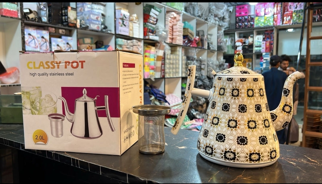 1L Thick Stainless Teapot Golden Silver Tea pot with Infuser Coffee Pot Cooker Tea Kettle Kettle