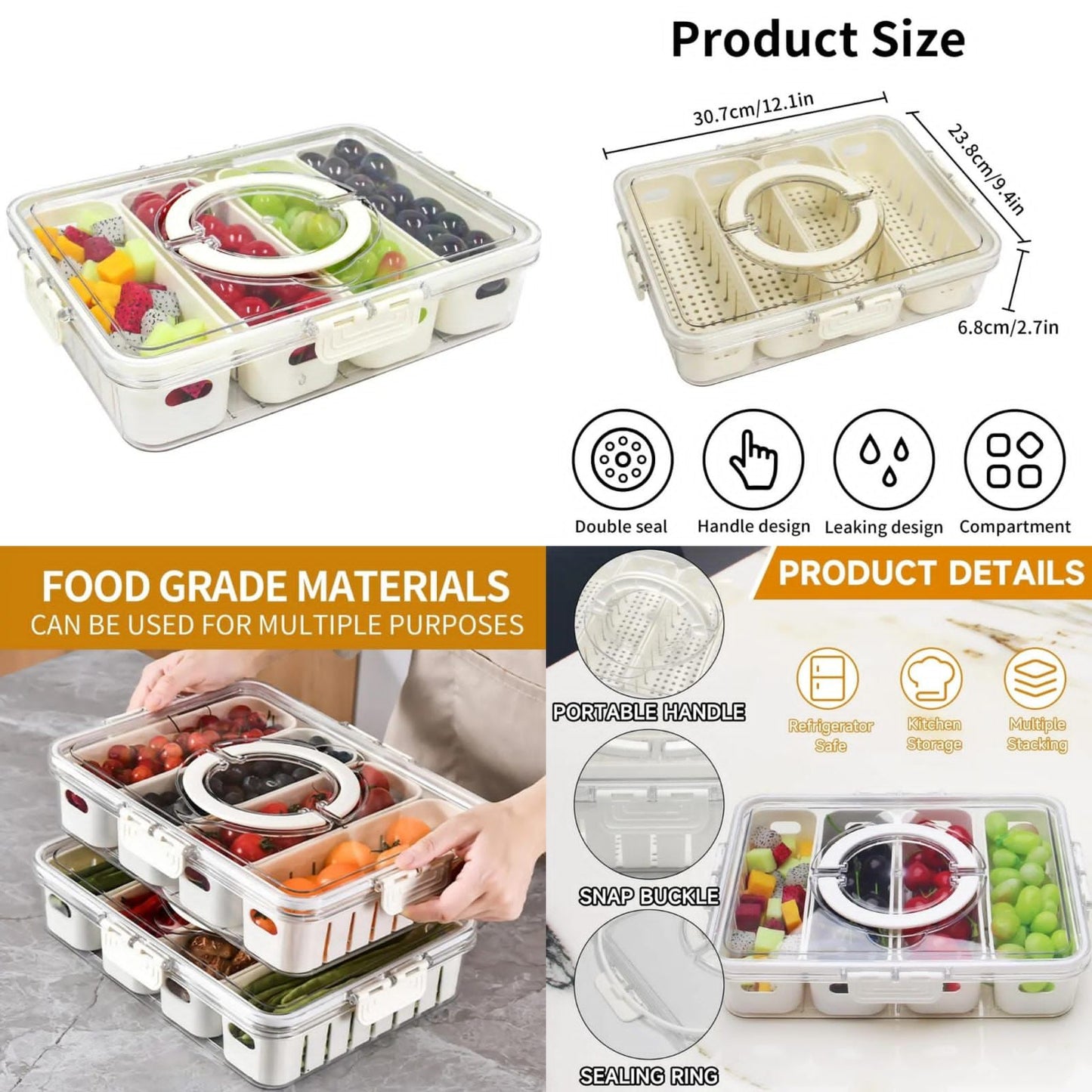 4 grid box with drainer with lid