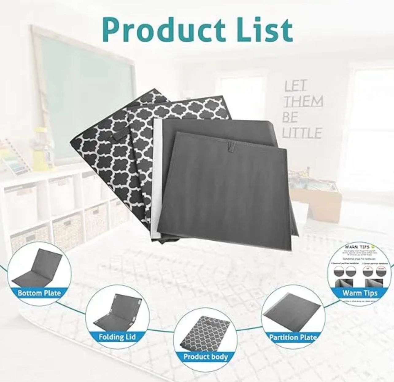 Kids large Toy Storage Box Container Bins for Nursery, Playroom Flip-Top Lid, Decorative Holders Collapsibe Storage Box Home Organizer (Black)