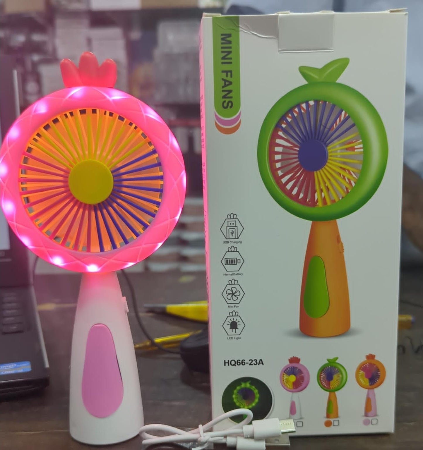 Mini Colorful Fan With Light