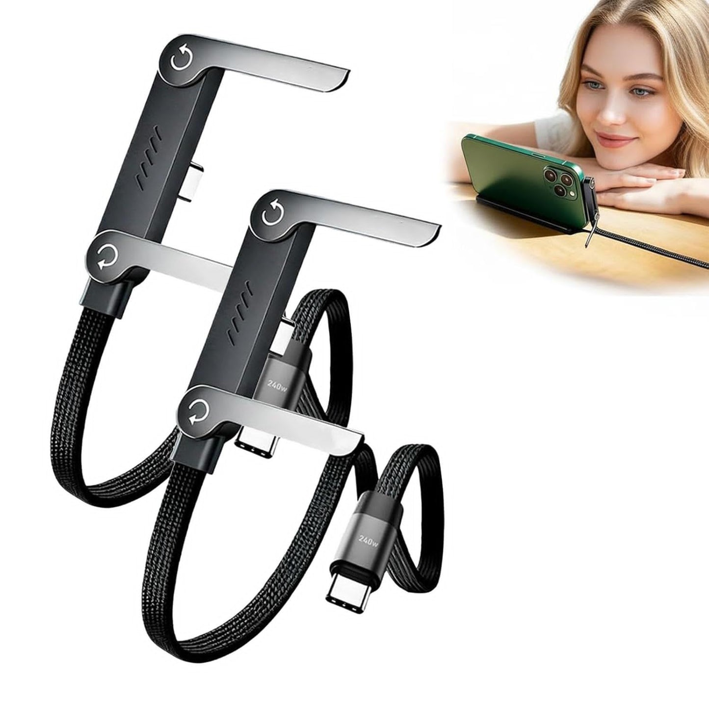 2-in-1 Charger Cable with Phone Stand