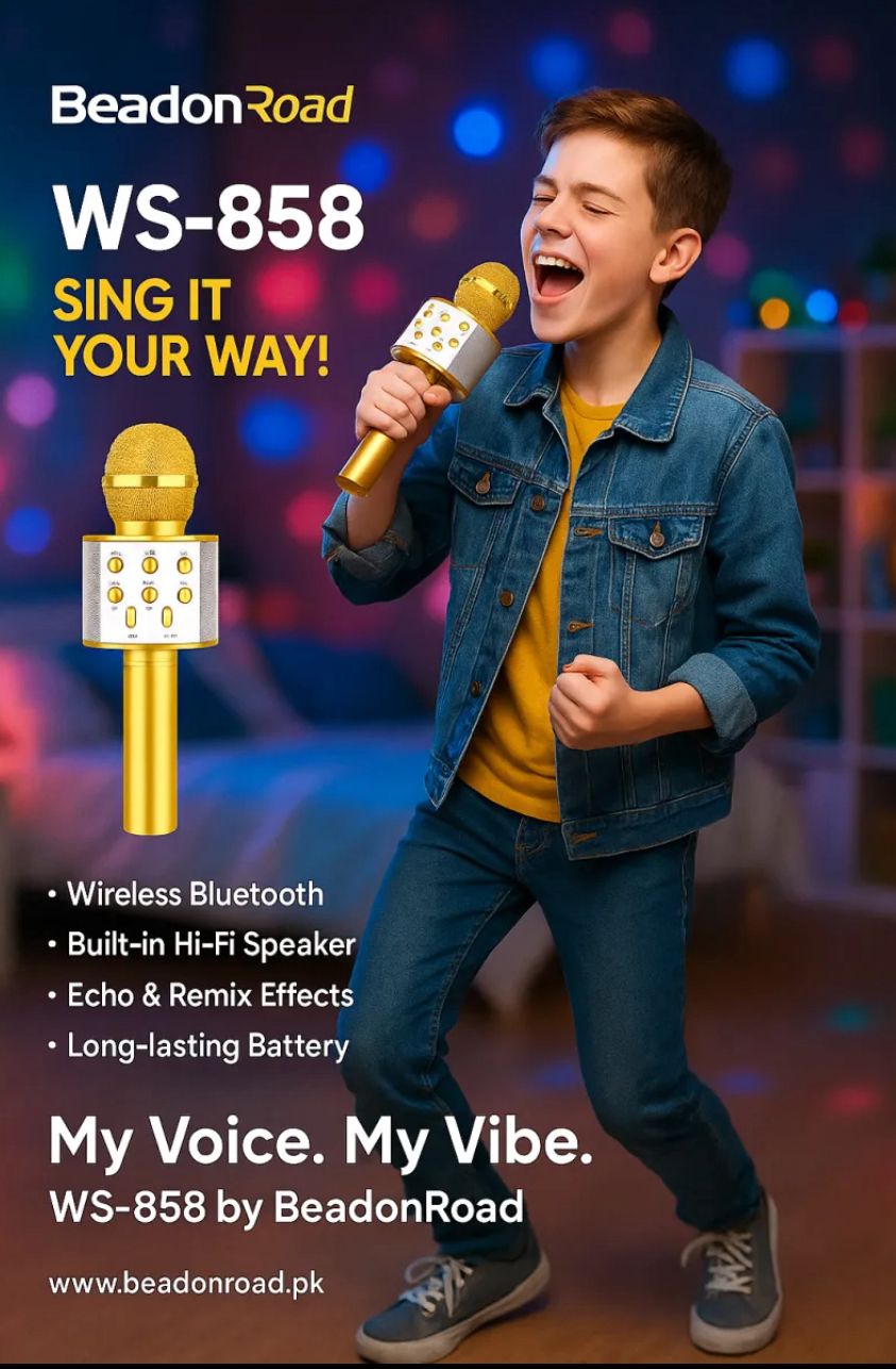 WS-858 Portable Rechargeable Wireless Bluetooth Microphone & Hifi Speaker