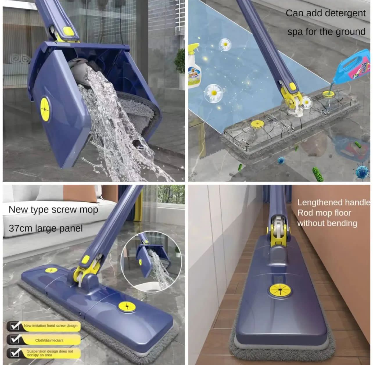 Twist Flat Mop / 360 degree lazy twist mop / self wringing lazy squeeze mop / multifunctional mop