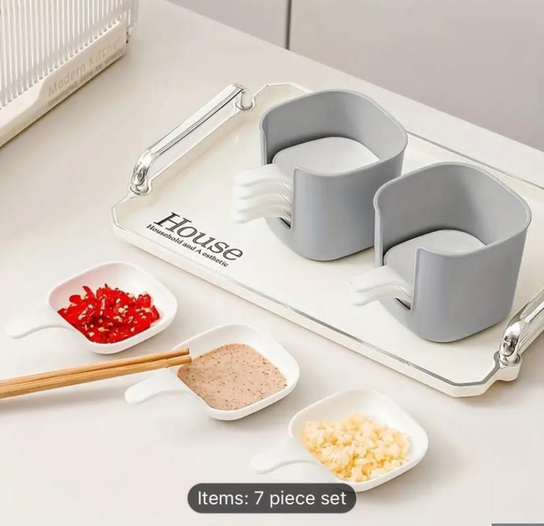 6 pcs Dipping plate barbecue vinegar plate seasoning dry plate spit bone plate