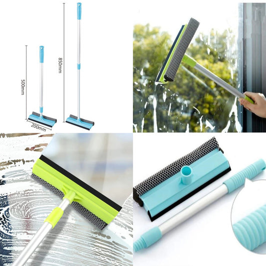 2 in 1 window cleaning adjustable long handle wiper