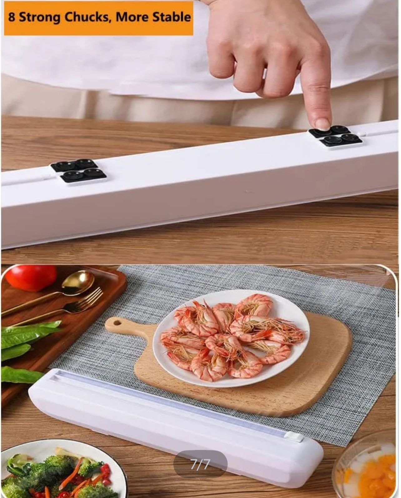 Cling Film Dispenser and Cutter,Foil Dispenser for Plastic Food Wrap Holder with Slide Cutter and 1* BPA Free Plastic Wrap Cling Film Refill Easy to Wrap and Cut for Home and Kitchen