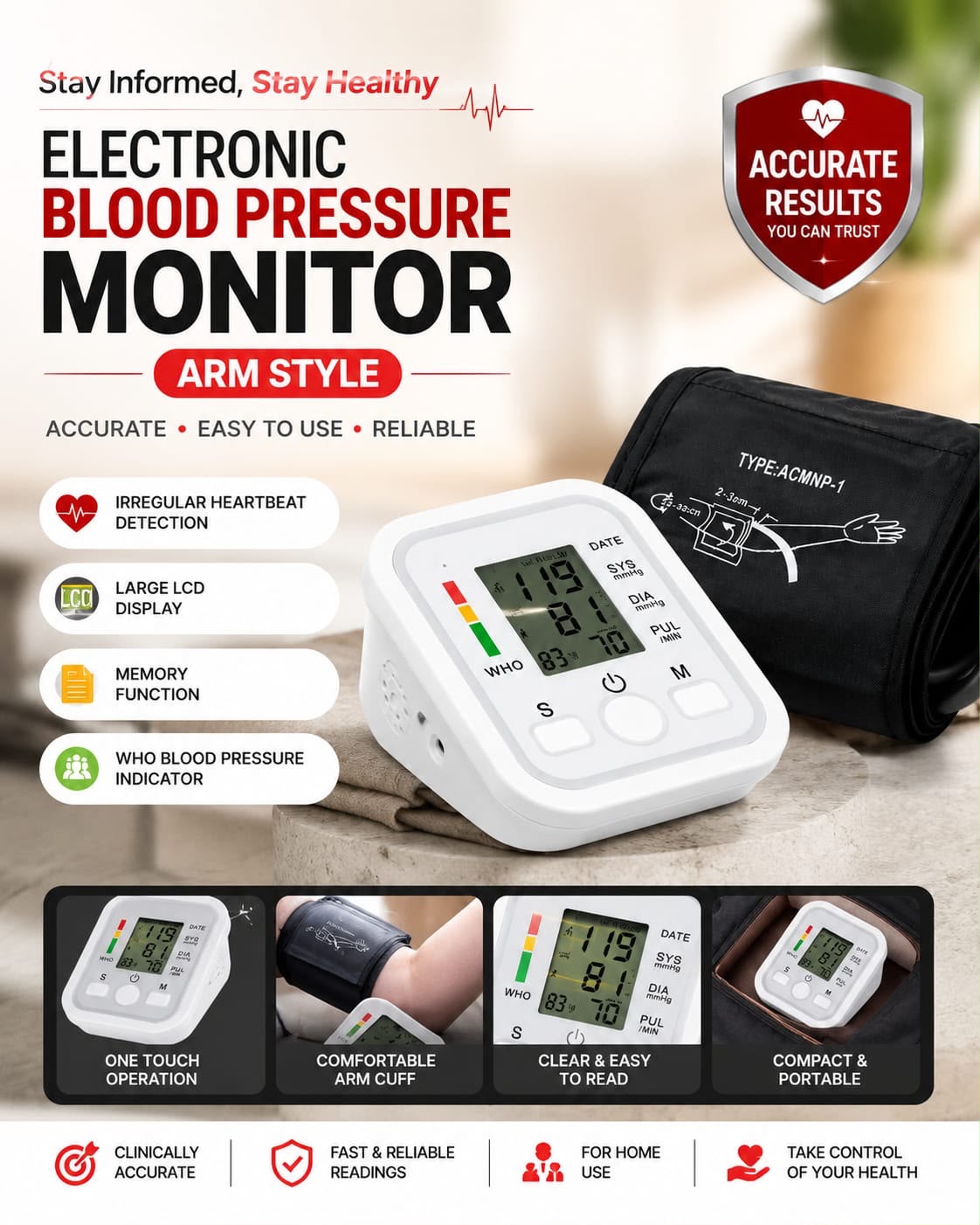 Digital Blood Pressure Monitor – Fully Automatic