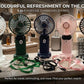 Digital Foldable 5 Speed Rechargeable Fan Phone Stand With Display Screen
