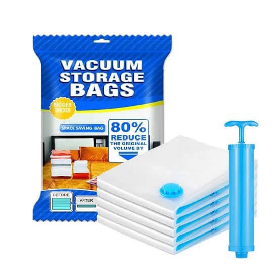 Vacuum Storage Bags
5 Bag And 1 Suction Pump