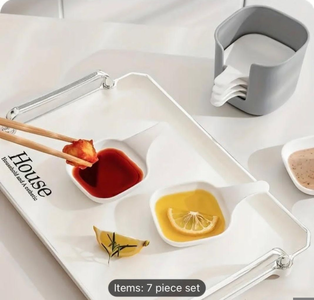 6 pcs Dipping plate barbecue vinegar plate seasoning dry plate spit bone plate