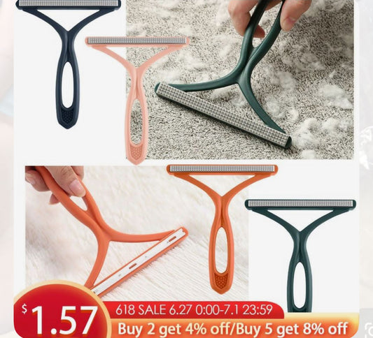 Protable handheld manual pet hair remover scraper multipurpose carpet clothes fabric plush cleaning brush