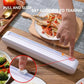 Cling Film Dispenser and Cutter,Foil Dispenser for Plastic Food Wrap Holder with Slide Cutter and 1* BPA Free Plastic Wrap Cling Film Refill Easy to Wrap and Cut for Home and Kitchen