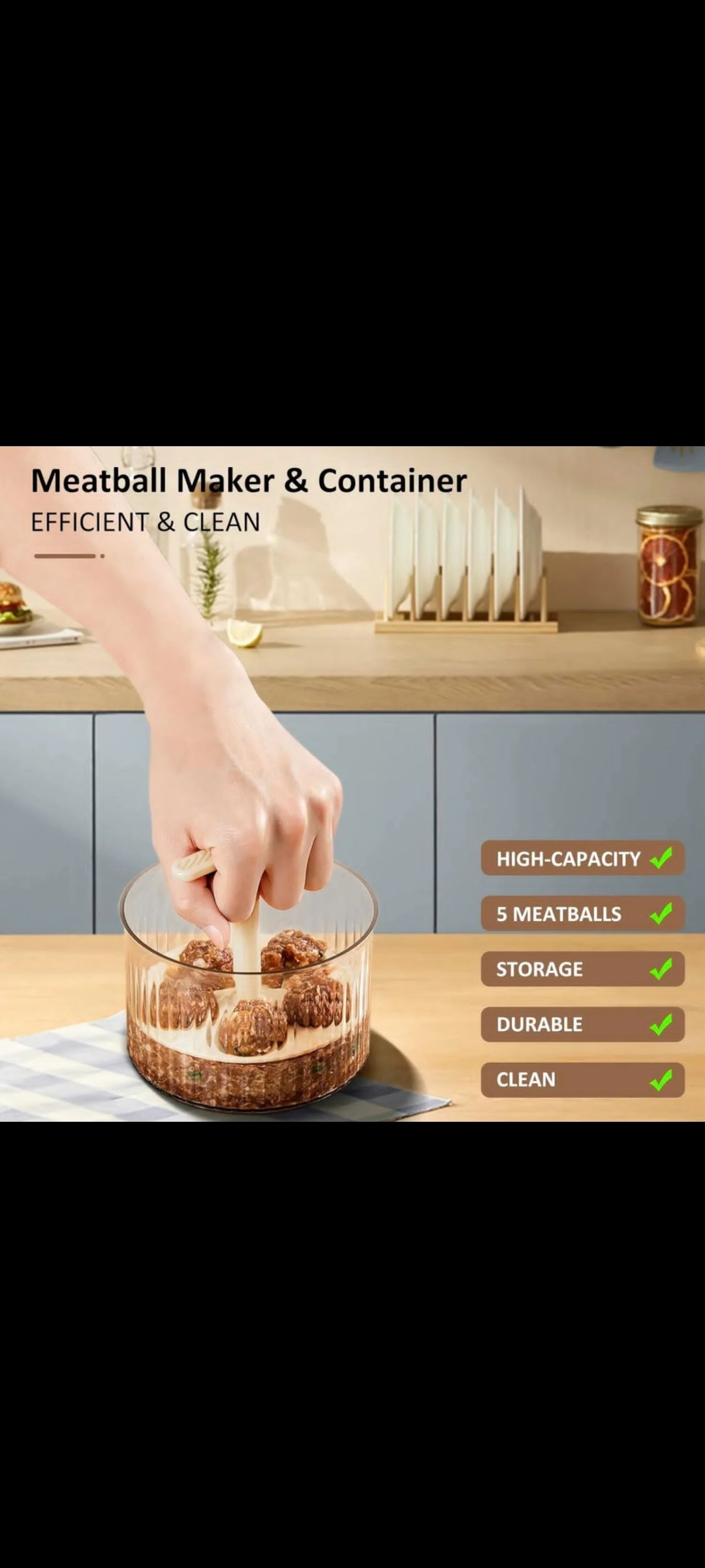 5 Meat Balls Manual Maker With Container