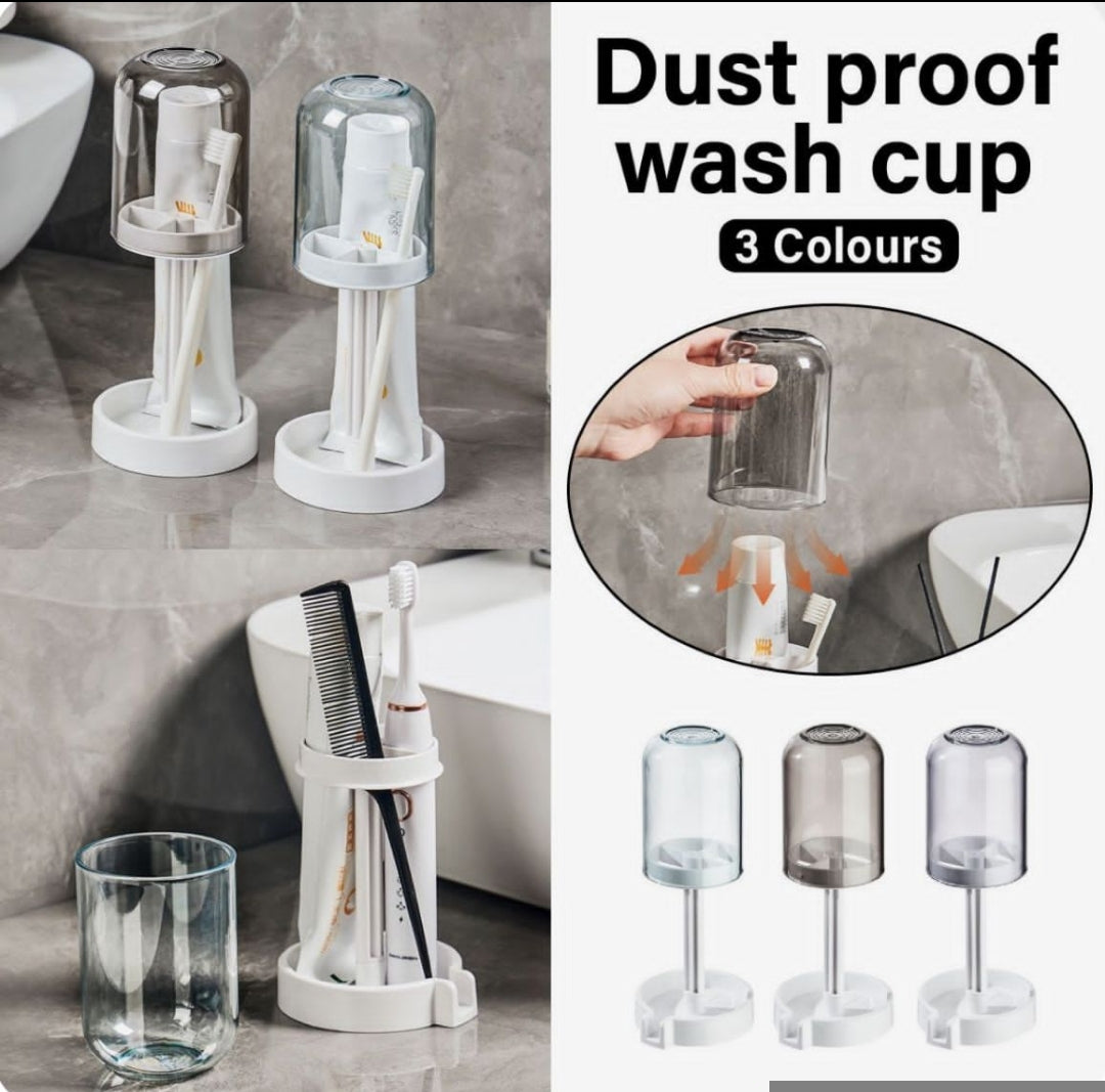 High capacity toothbrush holder set with dust cover & drainage space saving bathroom organizer for brushes