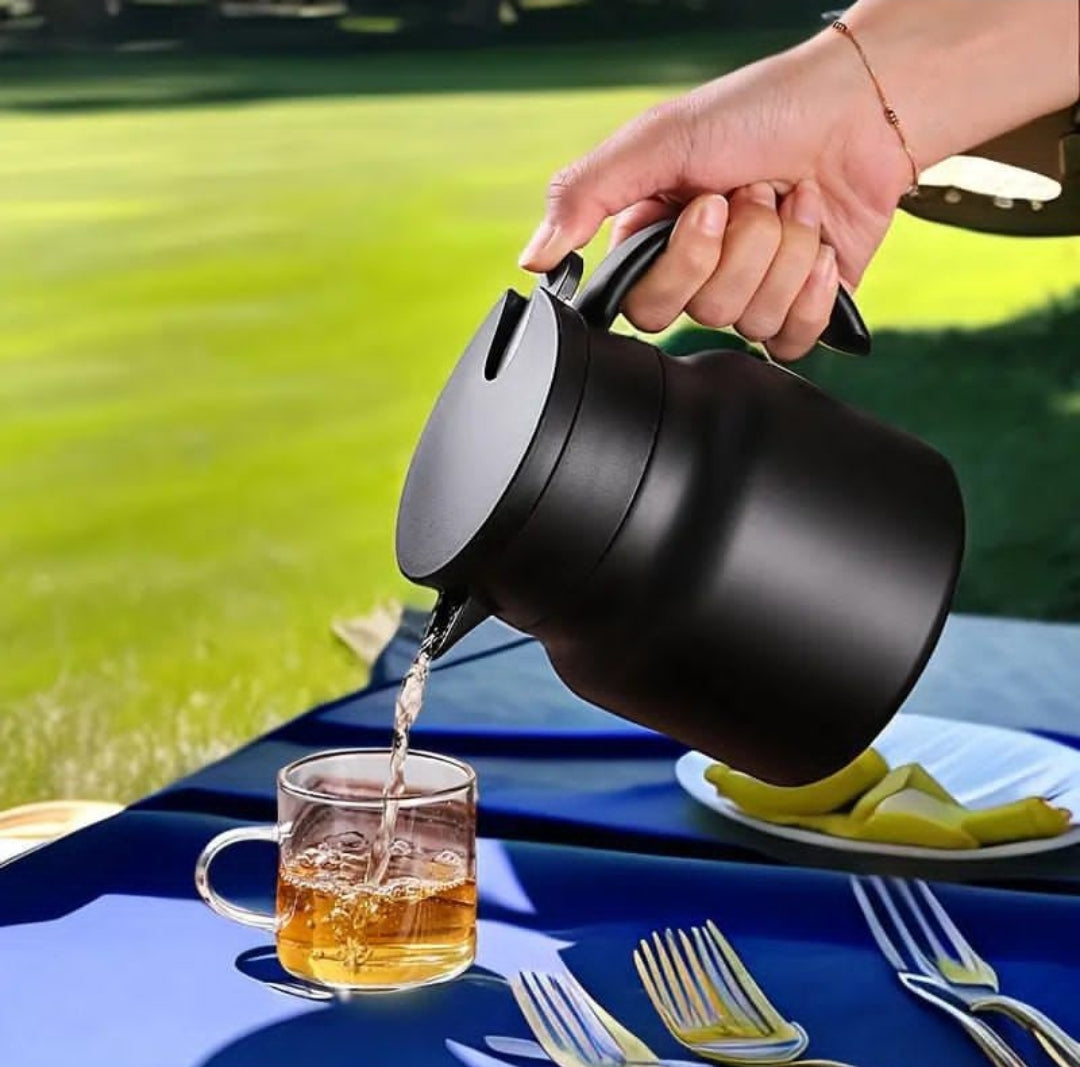 stainless steel unsulated teapot-large capacity sealed tea kettle with Ergonomic handle, durable and reusable for loose leaf tea- coffee- herbal blends-modern kitchen and dining Essential minimalist kitchenware sleek matte finish- highquality finish 1000m