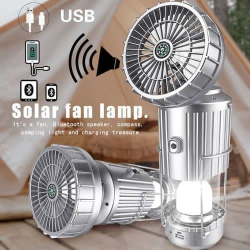 6 in 1 portable outdoor LED camping lantern with fan