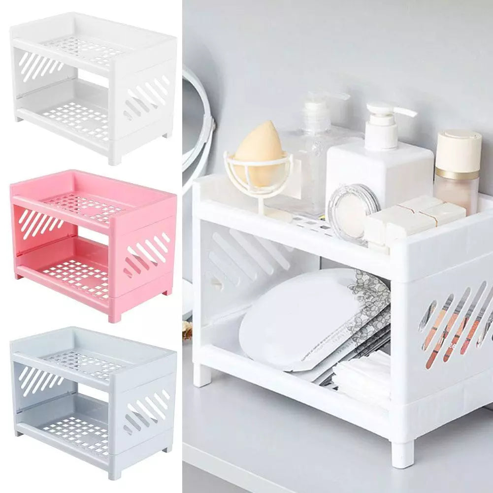 Multipurpose Double Layer Storage Rack Desk Organizer Shelf
