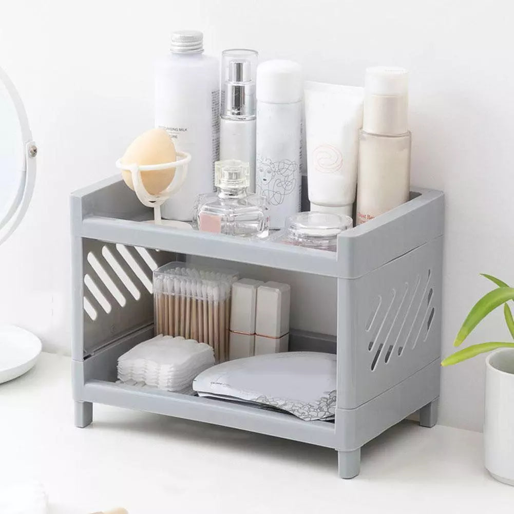 Multipurpose Double Layer Storage Rack Desk Organizer Shelf